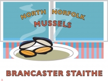 Mussels, North Norfolk, Brancaster staithe, railway posters, Bryan Harford