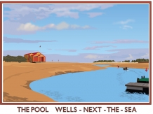 wells, the pool, lifeboat station, norfolk, railway posters, posters,bryan harford
