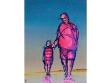 father and son, ink,painting