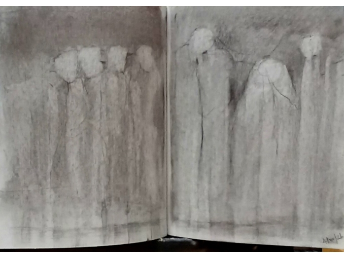 sculptural, charcoal drawing, bryan harford, Dover, 