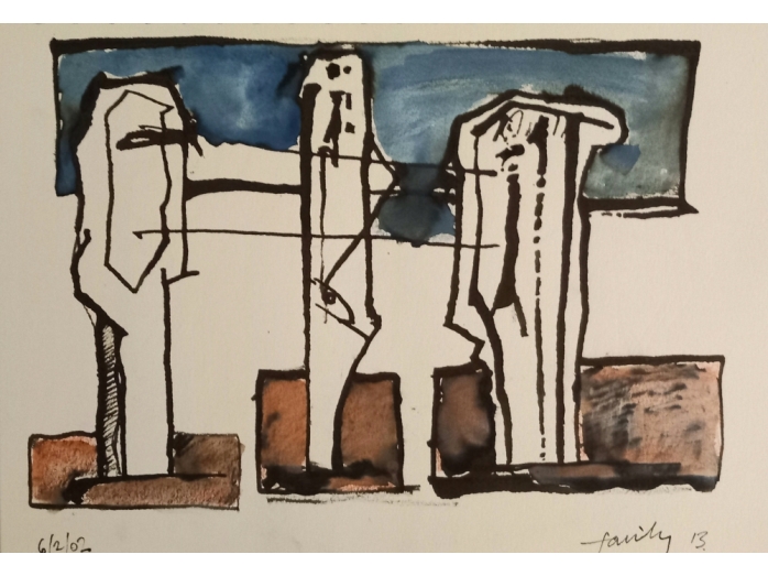 sculptures, ink on paper, bryan harford, drawings,