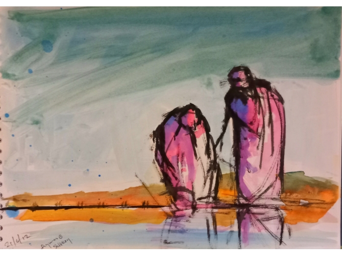 Stiffkey, high sands creek,, norfolk, bryan harford, ink, coastal art