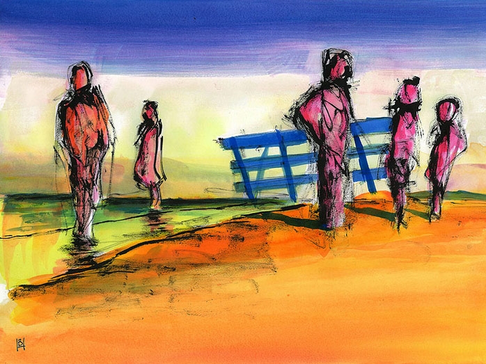 Figures at the Creek Bridge