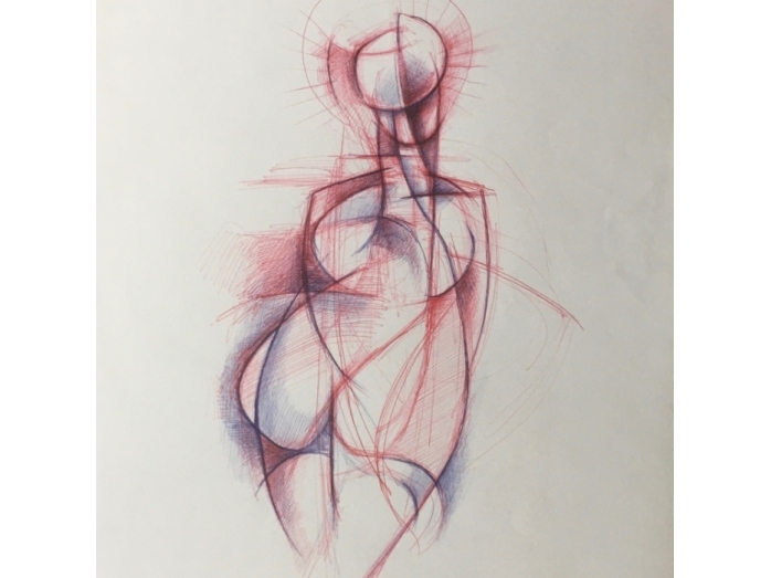 Halo, ink on paper, drawing, Angel, Bryan Harford
